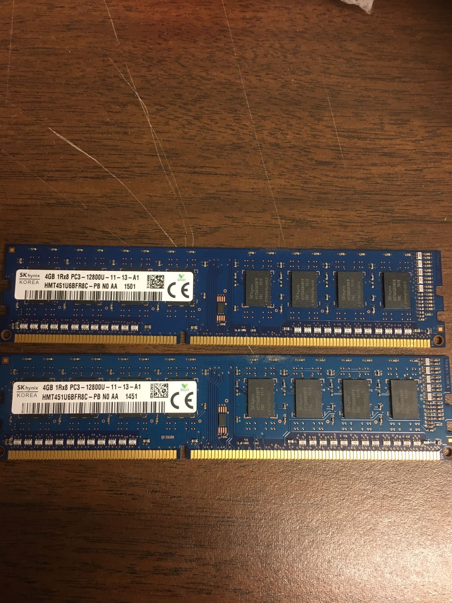 2X 4GB (8Gb total) DDR3 PC3-12800U Desktop memory