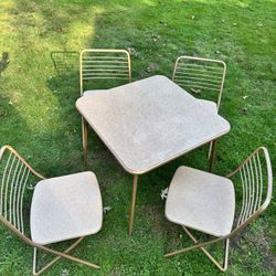 Vintage SAMSONITE MCM  4 Metal Folding Chiars  W/ Matching Table $100