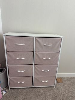 3 Pink & White Fabric Dressers – Like New