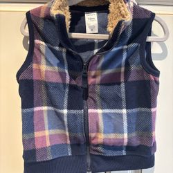 Carter’s Vest size 18M checkered zipper front fleece fabric & sherling collar