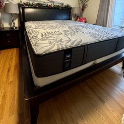 King Bed with Frame, 2 Nightstand Table, Drawer Dresser 
