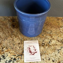 Longaberger Vintage Collectible NIB 2qt Cornflower Blue Utensil Pickling Crock