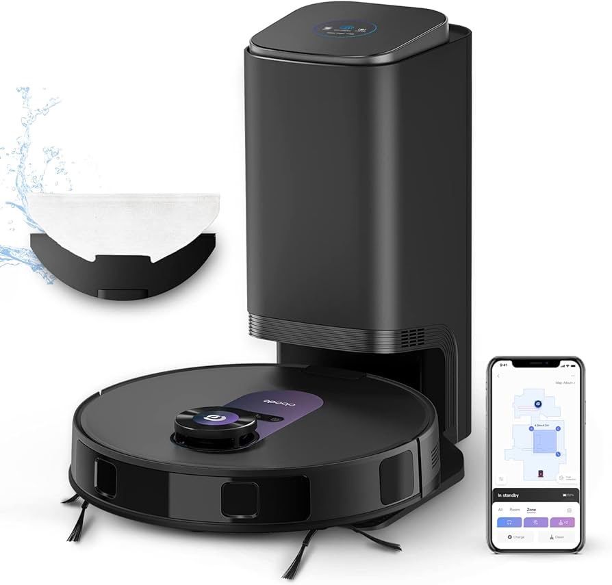 OBODE Robot Vacuum and mop Combo, 4000Pa Suction, LDS Navigation, Self Emptying and Intelligent Mop Lifting, 180mins Runtime, Compatible with WiFi/APP