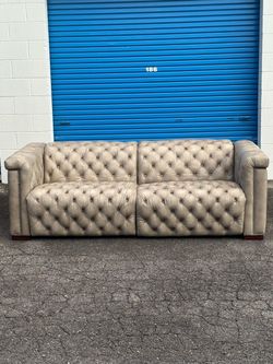 FREE DELIVERY! Savion Chesterfield Leather Power Reclining Sofa