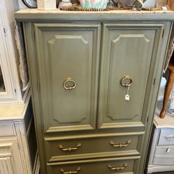 Newly Refinished Green Armoire Dresser 
