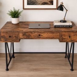 Modern Rustic Writing Desk Table Black Frame