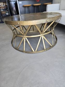 Moroccan Brass Drum Coffee Table