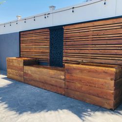 Woodworking Project Outdoor Planter Box Bar Cedar Redwood Custom Beautiful Gorgeous Garden Bed AC unit pool equipment heater cover