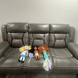 SOFA POWER RECLINER GRAY LEATHER – LIKE NEW