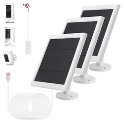 Solar Panel Outdoor for Ring Cameras (White 3P) Spotlight Cam Plus/Pro Stick Up Cam/Pro Wireless Outdoor with 10FT/3M Long Cable Dustproof Waterproof