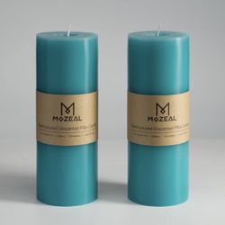 Set Of 2 Large Had poured Pillar Candles - 3”x8”