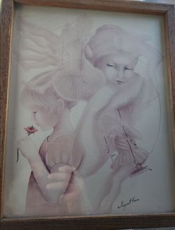 Vintage 1970s Margaret Kane Lithograph Framed Print Circle of Life 1976 Wood Glassics Calif.