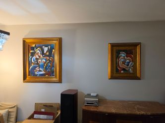 Set of two (2) nice abstract painting canvas - pictures wallhanging