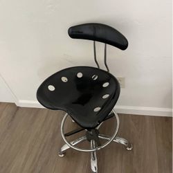 Offex Rustic Industrial Farmhouse Bar Stool, Tractor Seat, Adjustable Height, with Chrome Frame 