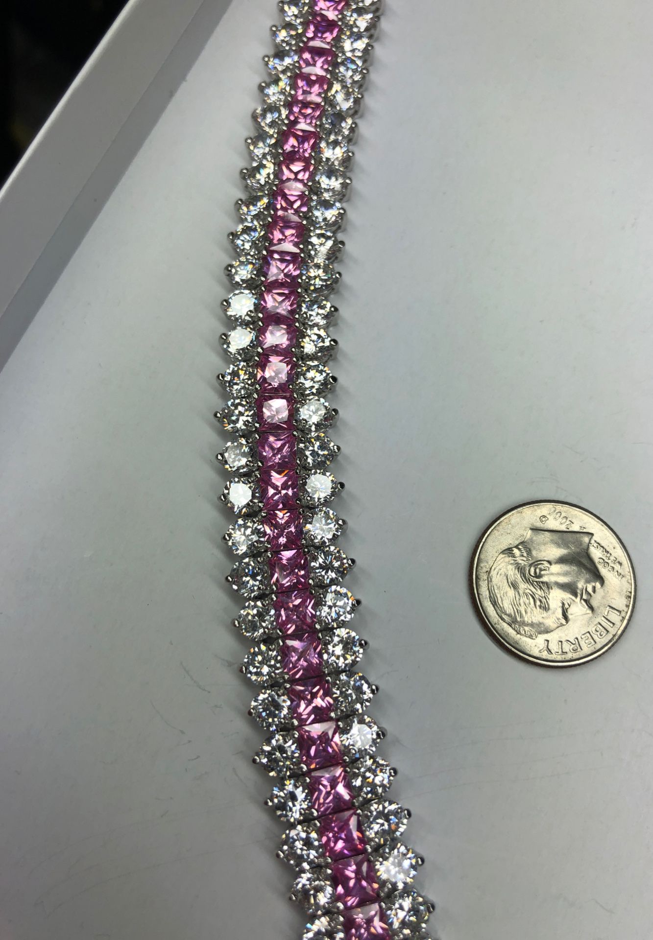 Sterling and pink and white CZ bracelet, gorgeous
