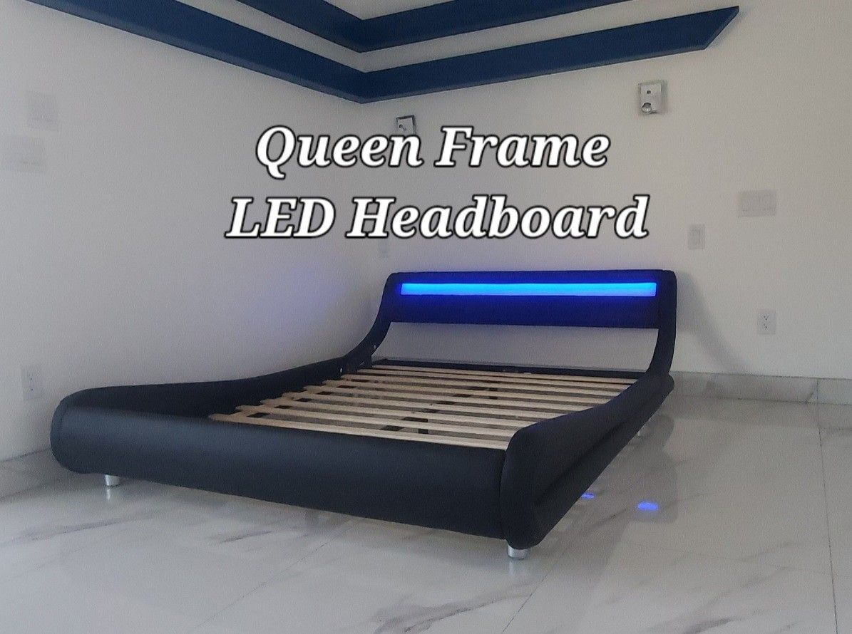 New Never Used Low Profile LED Lighted Queen Bed Frame