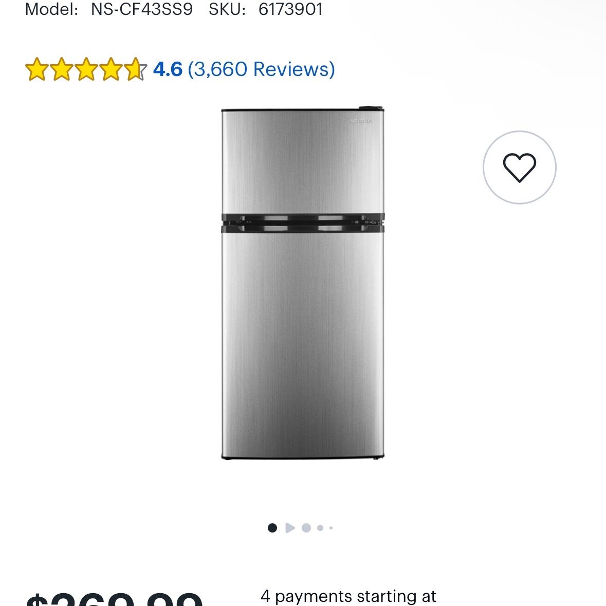 Insignia™ - 4.3 Cu. Ft. Mini Fridge with Top Freezer and ENERGY STAR Certification - Stainless Steel