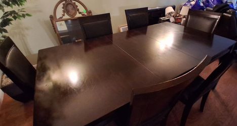 Dining Set With 6 Chairs + Large Gray Couch + Dining Room Table