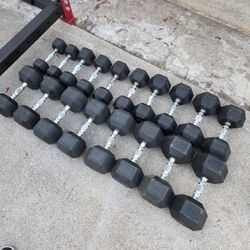 Rubber Hex Dumbbells Set 10-50lb