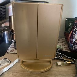 Impressions Vanity Go Trifold Tabletop Touch Makeup Lighted Mirror, Compact Mirror Bundle (Champagne Gold)