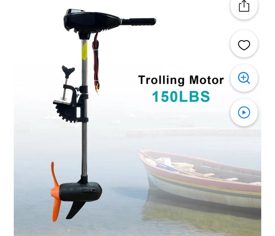 150 lbs Thrust 8 Speed Electric Outboard Trolling Motor with Adjustable Handle, Suitable for Saltwater and Freshwater