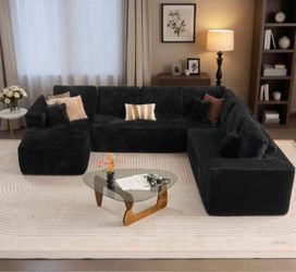 OVIOS Modular Sectional Cloud Couch, Plush Corduroy Sofa with Memory Foam, No Assembly