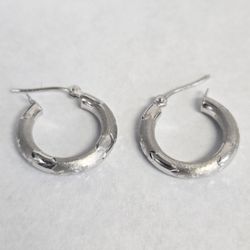 10kt White Gold Hollow Hoops