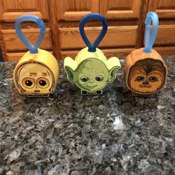 Disney Star Wars McDonald’s Happy Meal Toys.  Yoda, C-3PO & Chewbacca .  With clips.  Preowned Excellent Condition .  Has been on display in a cabinet