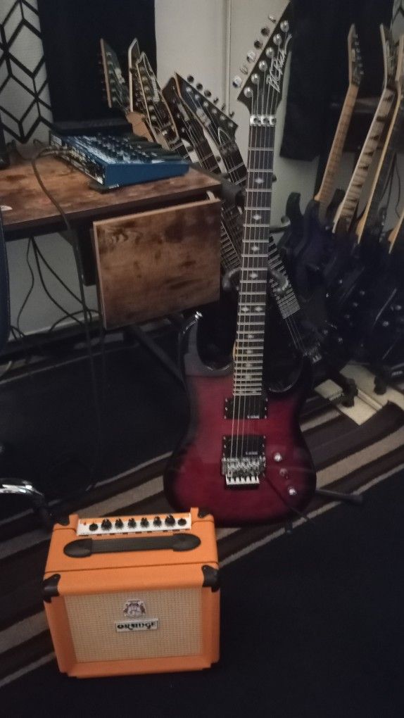 BC Rich ASM Standard, Black Cherry With Floyd Rose & Orange Crush 12 Amp