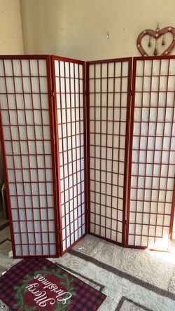 4-Panel Shoji Screen Room Divider — 6ft Cherry Wood