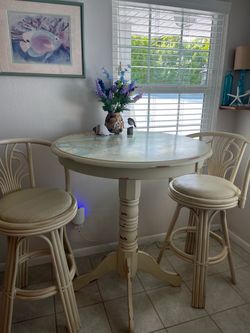 Coastal Café table, nautical chart top, and café high chairs set!