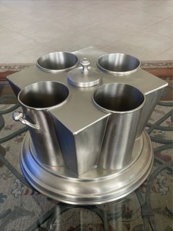 Global Views Silver/SS Art-Deco 4-Bottle French Champagne/Wine Cooler