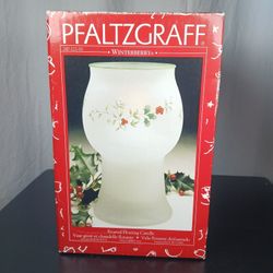 1998 Pfaltzgraff Winterberry Frosted Candle Holder Holly Christmas Table Decor 