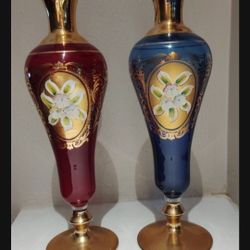 Vintage Italian Glass & 24K Gold Vases