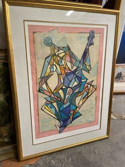 LARGE FRAME ISAAC KANH CONCERTO JEWISH SIGNED LITHOGRAPH PRINT 201/250