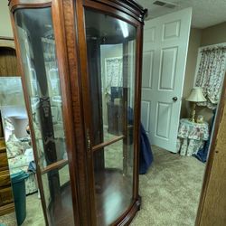 Two Curio Cabinets - Cherry