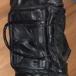 Black leather travel bag