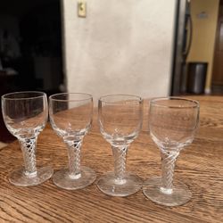 Set Of 4 Stuart Crystal Ariel Air Twist 3 1/2” Cordial Glasses Made In England