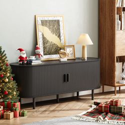 Modern Wood TV Stand with Storage and Shelves to Fit TVs