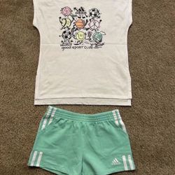 Tshirt and Short - Adidas for Girls, Size 6