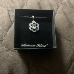 Gold Coast Platinum Plated Blue Topaz Pendant Necklace