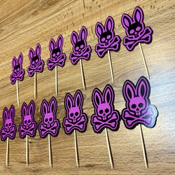 Psycho Bunny Inspired Cupcake Toppers Lot Of 12