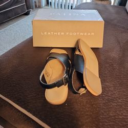 New! Black Leather Sandals Size 9.5