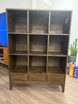 Harper 9 cube solid wood 3 drawer bookcase