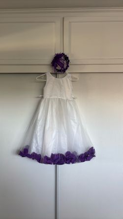 Flower girl dress Cadburys purple with head piece
