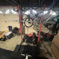 Bench Press/squat Rack Combo With Olympic Bar