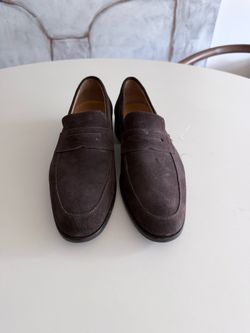 Saks Fifth Avenue "Quincy" Dark Brown Suede Loafers – Made in Italy