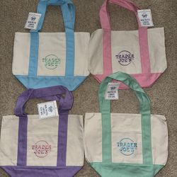 Trader Joe’s Mini Pastel Canvas Tote Bag Brand New With Tags Limited