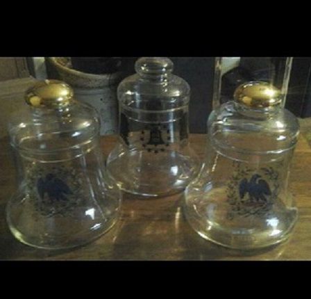 3 - Glass Bicentennial Glass Bell Jars with Emblems