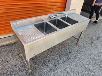 Commercial 3 Compartment Bar Sink Back Bar Sink